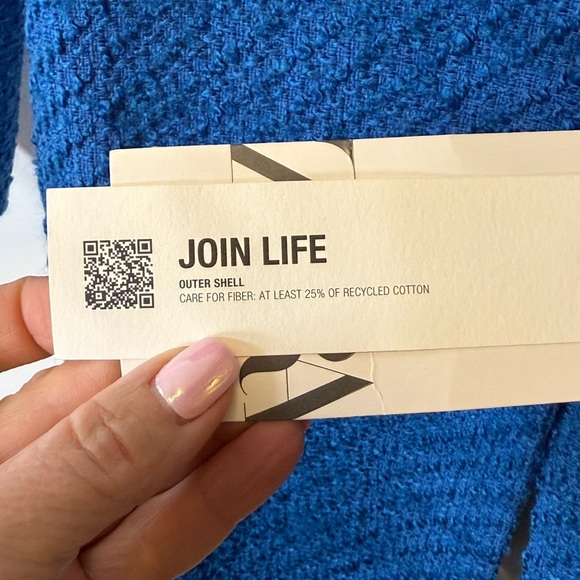 Zara Blue and Gold Quilted Blazer with Notched Lapels SIZE M NWT - Picture 11 of 14